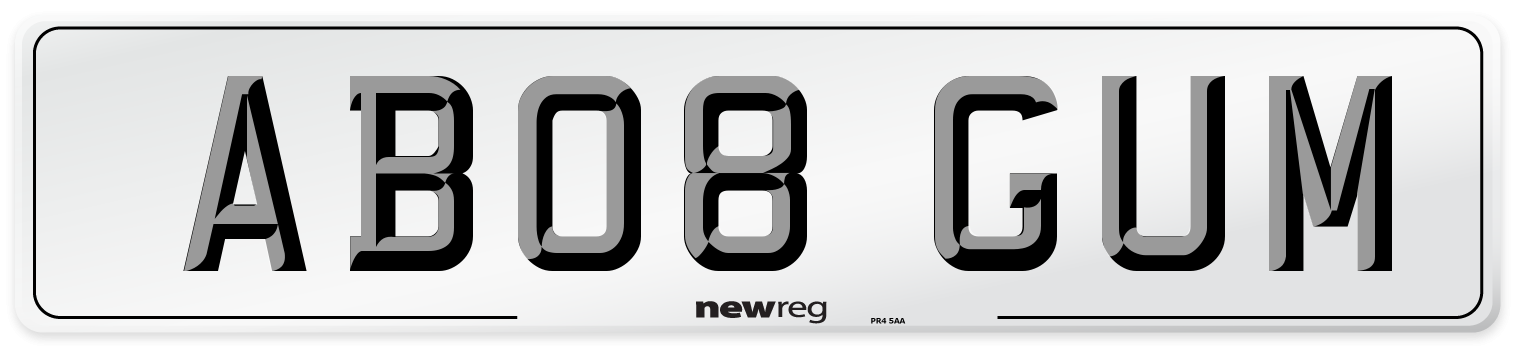 AB08 GUM Number Plate from New Reg